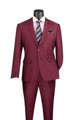 Vinci 2 Piece Slim Fit Suit in Burgundy - S2RK-7