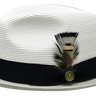 Bruno Capelo South Beach Two-Tone Straw Snap Brim Fedora in White Silver