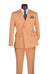 Vinci Double Breasted Slim Fit Suit in Peach - SDB-1