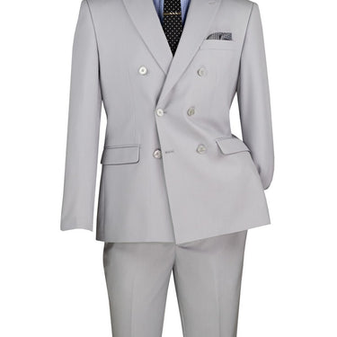 Vinci Silver Slim Fit Double Breasted Suit - SDB-1