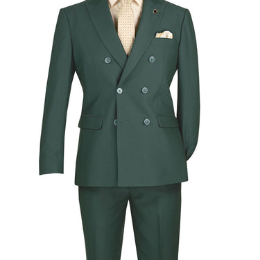 Vinci Hunter Green Slim Fit Double Breasted Suit - SDB-1