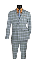 Vinci Double Breasted Slim Fit Suit in Sea Grass - SDW-2