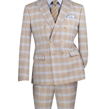 Vinci Tan Slim Fit Double Breasted Suit - SDW-2