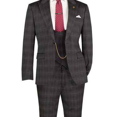 Vinci Black Slim Fit 3 Piece Suit - SV1W-1