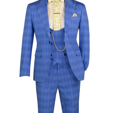 Vinci Blue Slim Fit 3 Piece Suit - SV1W-1