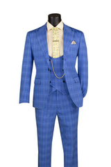 Vinci 3 Piece Slim Fit Suit in Blue - SV1W-1