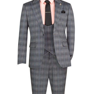 Vinci Gray Slim Fit 3 Piece Suit - SV1W-1