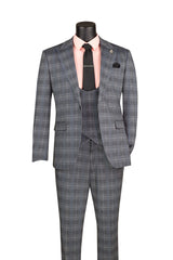 Vinci 3 Piece Slim Fit Suit in Gray - SV1W-1