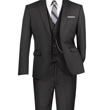 Vinci Black Slim Fit 3 Piece Suit - SV2900