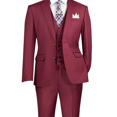 Vinci Burgundy Slim Fit 3 Piece Suit - SV2900