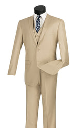 Vinci 3 Piece Slim Fit Suit in Light Beige - SV2900