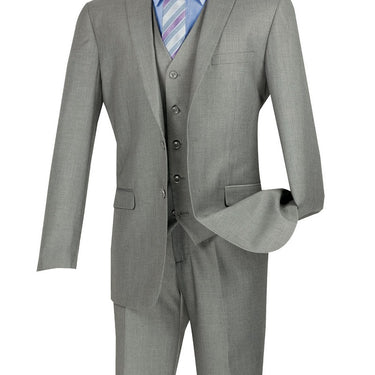Vinci Medium Gray Slim Fit 3 Piece Suit - SV2900