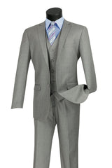 Vinci 3 Piece Slim Fit Suit in Medium Gray - SV2900
