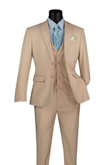 Vinci 3 Piece Slim Fit Suit in Stone - SV2900