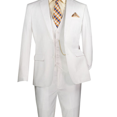 Vinci White Slim Fit 3 Piece Suit - SV2900