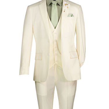 Vinci Ivory Slim Fit 3 Piece Suit - SV2900