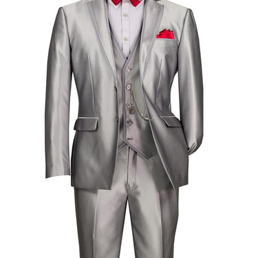 Vinci Silver Slim Fit 3 Piece Suit - SV2D-1