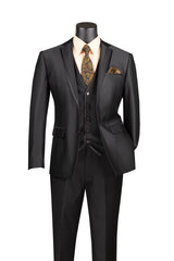 Vinci 3 Piece Slim Fit Suit in Black - SV2D-1