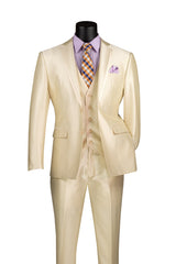 Vinci 3 Piece Slim Fit Suit in Champagne Beige - SV2D-1