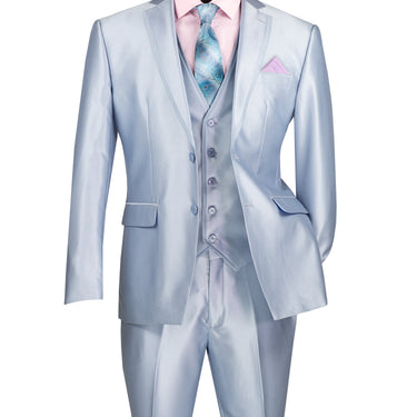 Vinci Ice Blue Slim Fit 3 Piece Suit - SV2D-1