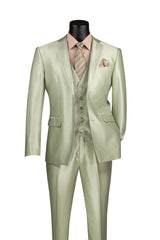 Vinci 3 Piece Slim Fit Suit in Light Sage - SV2D-1