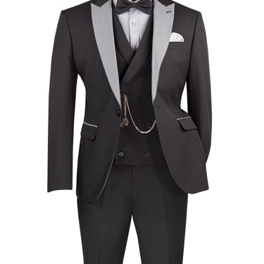 Vinci Black Slim Fit 3 Piece Suit - SV2K-5