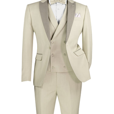 Vinci Ecru Slim Fit 3 Piece Suit - SV2K-5