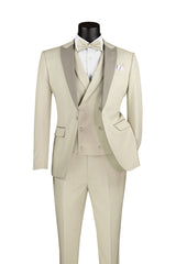 Vinci Ecru Slim Fit 3 Piece Suit - SV2K-5