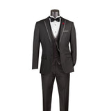 Vinci 3 Piece Slim Fit Tuxedo in Black - SV2T-8