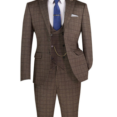 Vinci Brown Slim Fit 3 Piece Suit - SV2W-8
