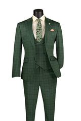 Vinci 3 Piece Slim Fit Suit in Green - SV2W-8