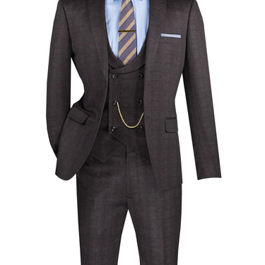 Vinci Black Slim Fit 3 Piece Suit - SV2W-8