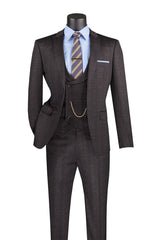 Vinci Black Slim Fit 3 Piece Suit - SV2W-8