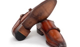 Paul Parkman Men's Leather Double Monkstrap Shoes in Brown