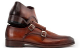 Paul Parkman Men's Leather Double Monkstrap Shoes in Brown