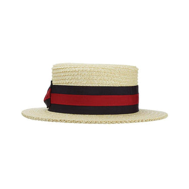 Scala Gondola Braided Laichow Straw Boater Hat in Bleach