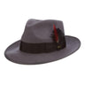 Scala New Yorker Wool Pinch Front Fedora in Grey #color_ Grey