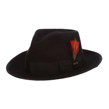 Scala New Yorker Wool Pinch Front Fedora in Black #color_ Black