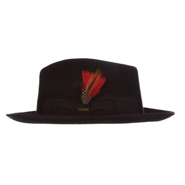 Scala New Yorker Wool Pinch Front Fedora in Black
