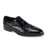 Giovanni Shane Classic Crocodile-Embossed Oxford Shoes in Black