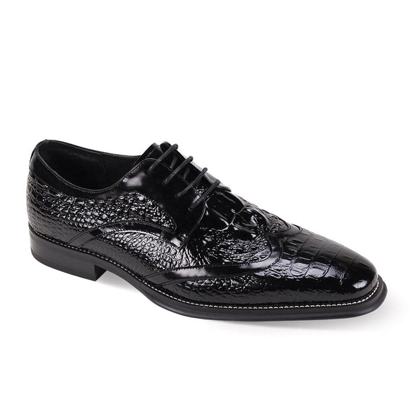 Mens Leather Black Crocodile Oxford Shoes Size 9.5 Black Crocodile Oxford Dress Shoes main image 3
