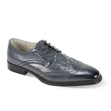 Giovanni Shane Classic Crocodile-Embossed Oxford Shoes in Grey