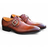 Carrucci Shoes Signature Buckle Monk Strap Shoe in Cognac