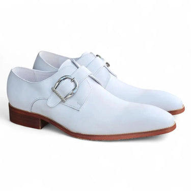 Carrucci Shoes Signature Buckle Monk Strap Shoe in White