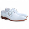 Carrucci Shoes Signature Buckle Monk Strap Shoe in White