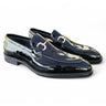 Carrucci Shoes Signature Horse Bit Patent Loafer in Black Gold #color_ Black Gold