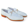 Carrucci Shoes Signature Horse Bit Patent Loafer in White #color_ White