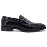 Carrucci Shoes Signature Horse Bit Patent Loafer in Black Silver #color_ Black Silver