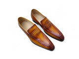 Carrucci Shoes Signature Leather Penny Loafer in Cognac
