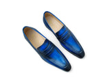 Carrucci Shoes Signature Leather Penny Loafer in Navy